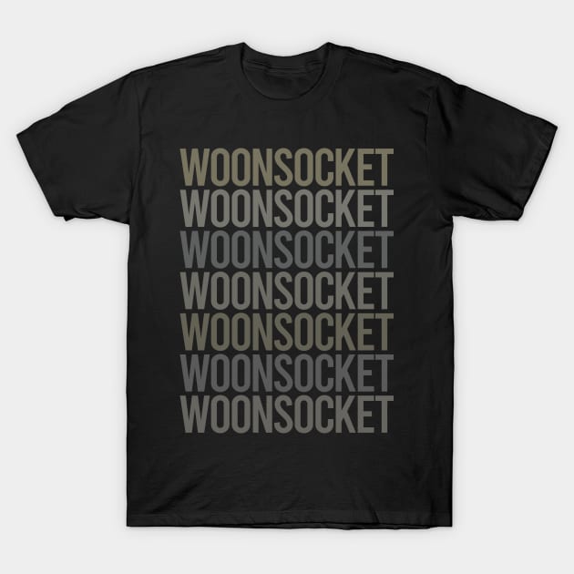 Gray Text Art Woonsocket T-Shirt by flaskoverhand